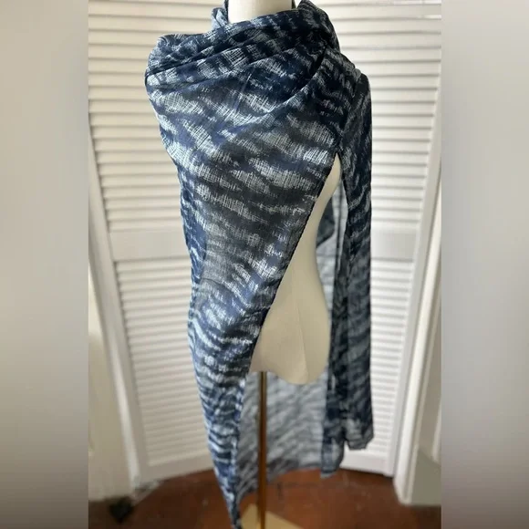 Beck Sondergaard luxury Danish indigo cotton scarf/pareo/wrap. - Picture 4 of 9